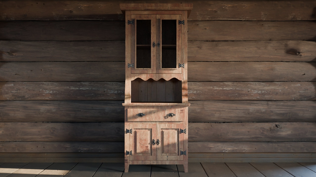 Mídia 1 do anúncio Small Rustic Cabinet - Country Style Wooden Cabinet - 8K Atlas