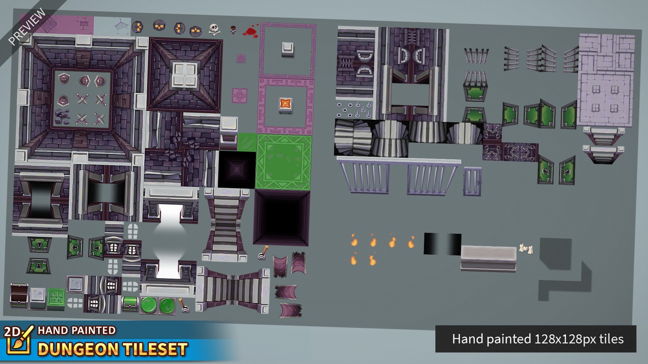 Media 1 for listing 2D Hand Painted - Dungeon Tileset