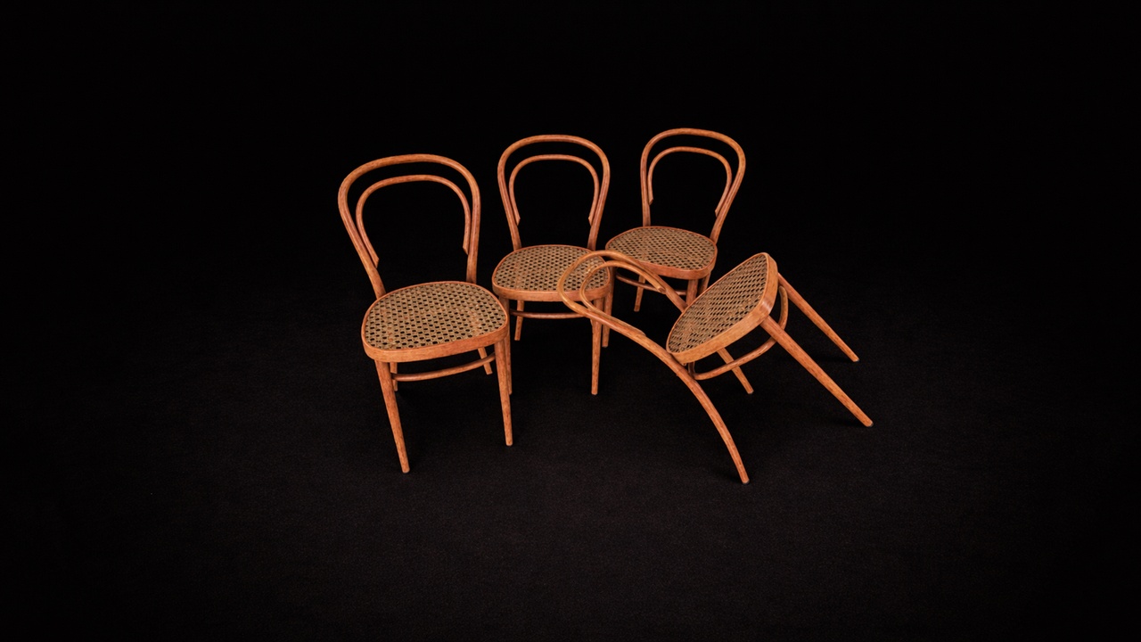 Media 1 for listing Vintage Bentwood Café Chair Pack – Woven Seat Classic Set (PBR Ready)