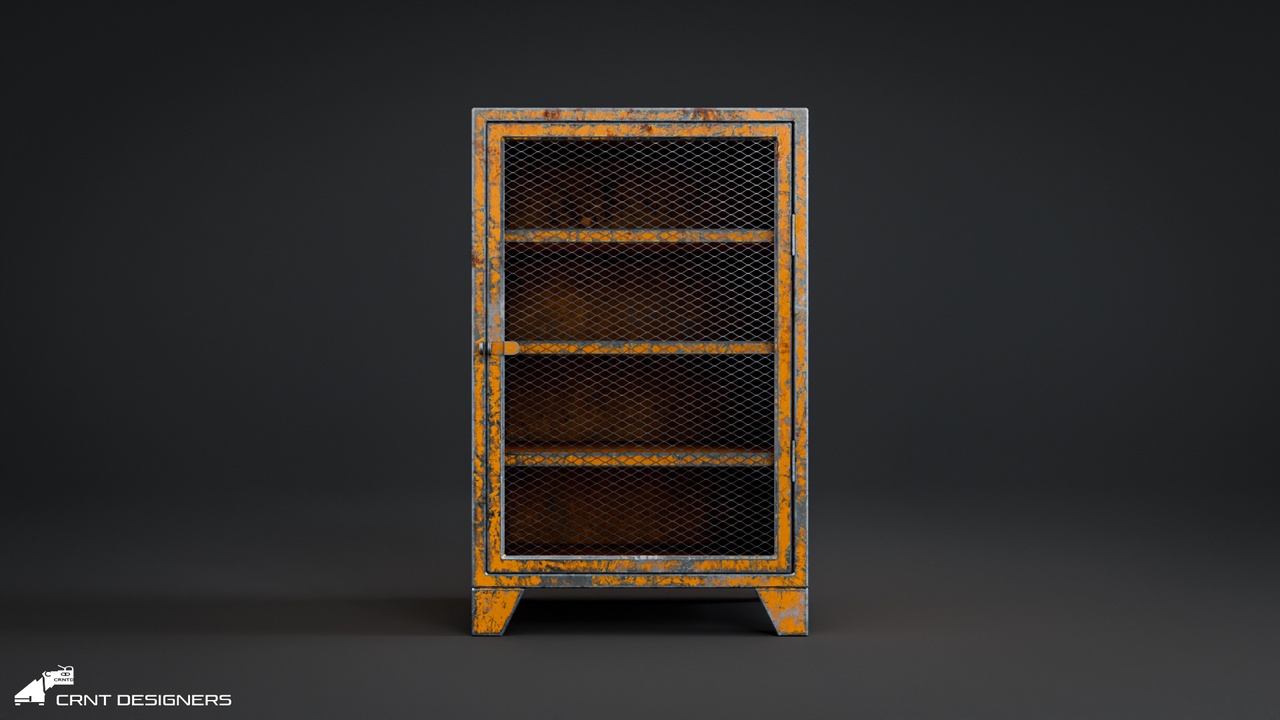 Media 1 for listing Vintage Industrial Metal Storage Cabinet Lowpoly 3D model