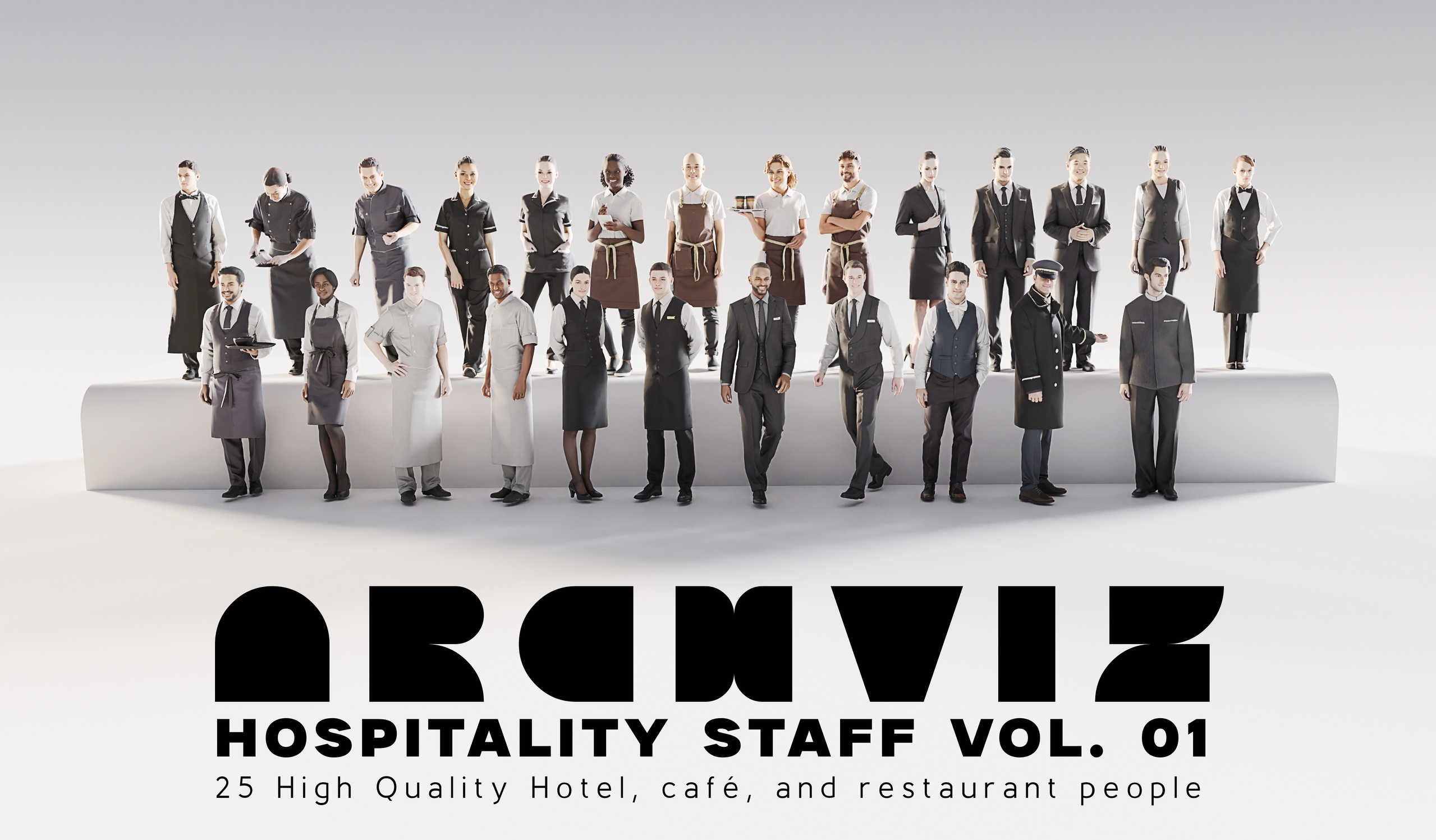 Media 1 for listing ArchViz People — Hospitality Staff Vol. 01 | 25 Service & Hotel Characters