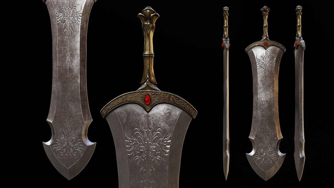 Media 1 for listing Dawnbringer GreatSword | Fantasy Game Ready Weapon