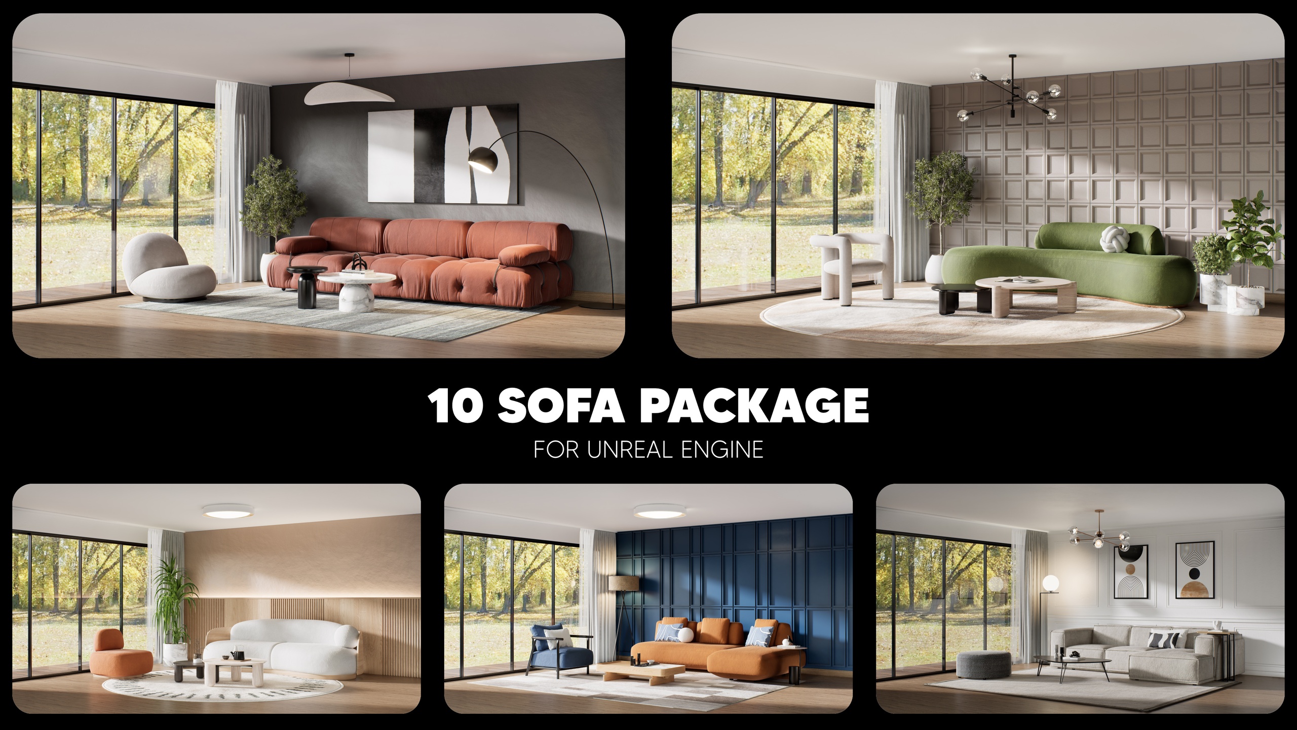 Media 1 for listing Modern Sofa Pack – 10 Unique Sofas