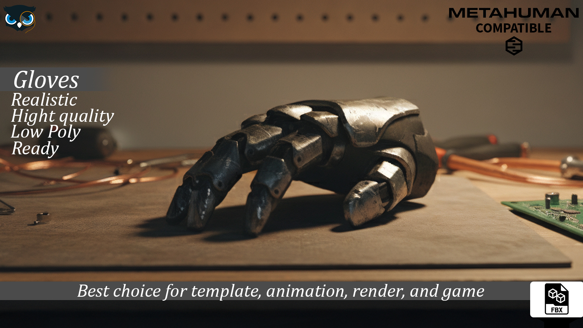 Bionic Glove Detailed Cyberpunk Mechanical Hand metahuman compatible | Fab
