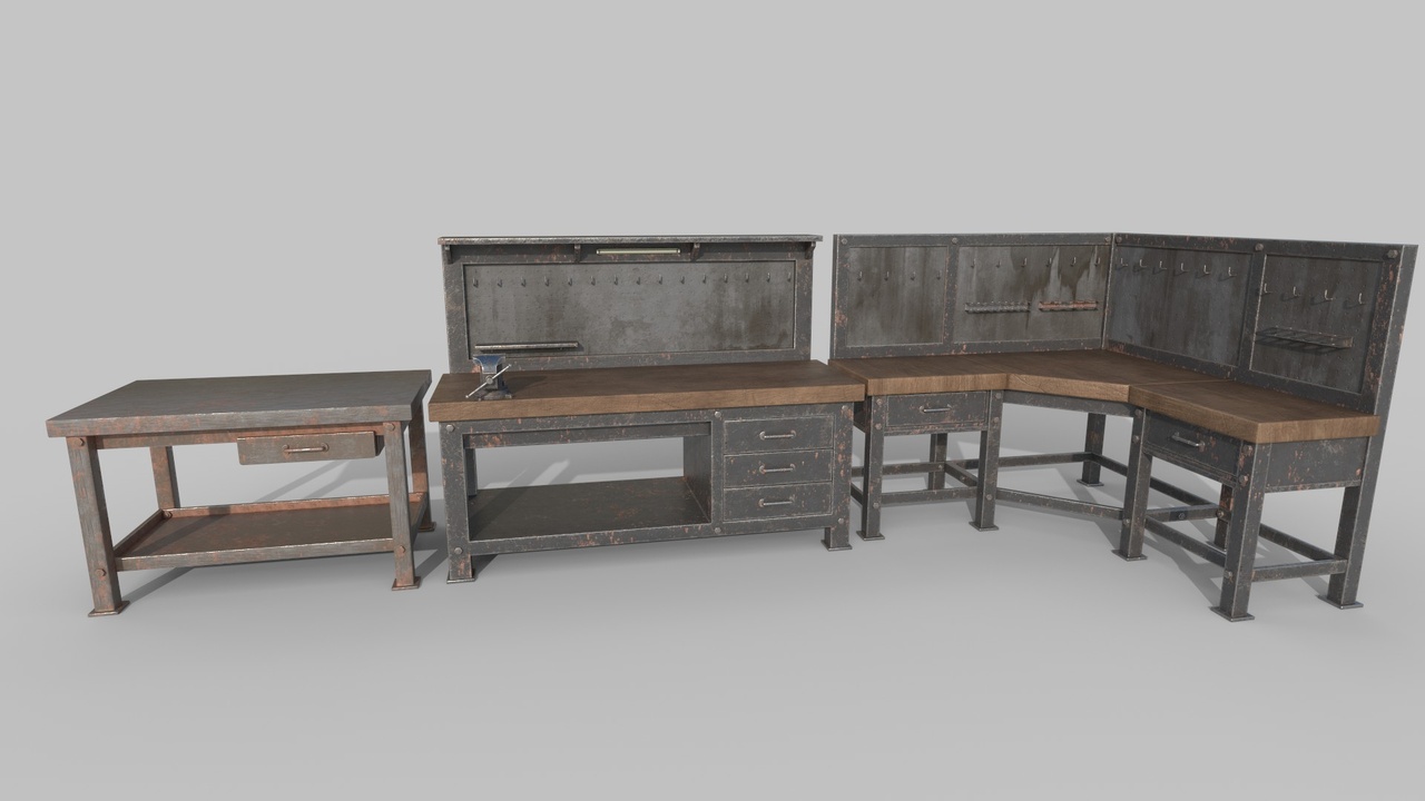 Media 1 for listing Post-Apocalyptic Workshop Workbenches Pack