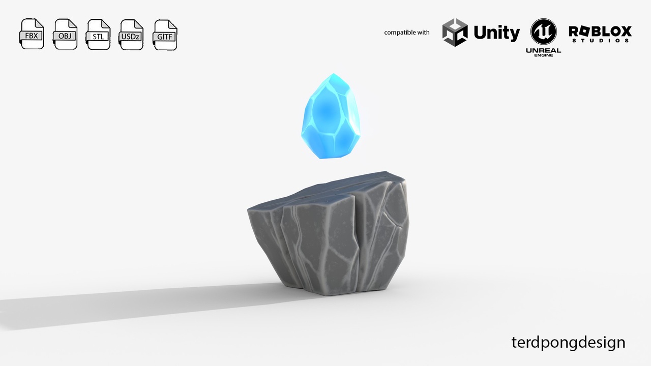 Media 1 for listing Stylized Magic Crystal Floating Altar - Animated & Glowing Low Poly
