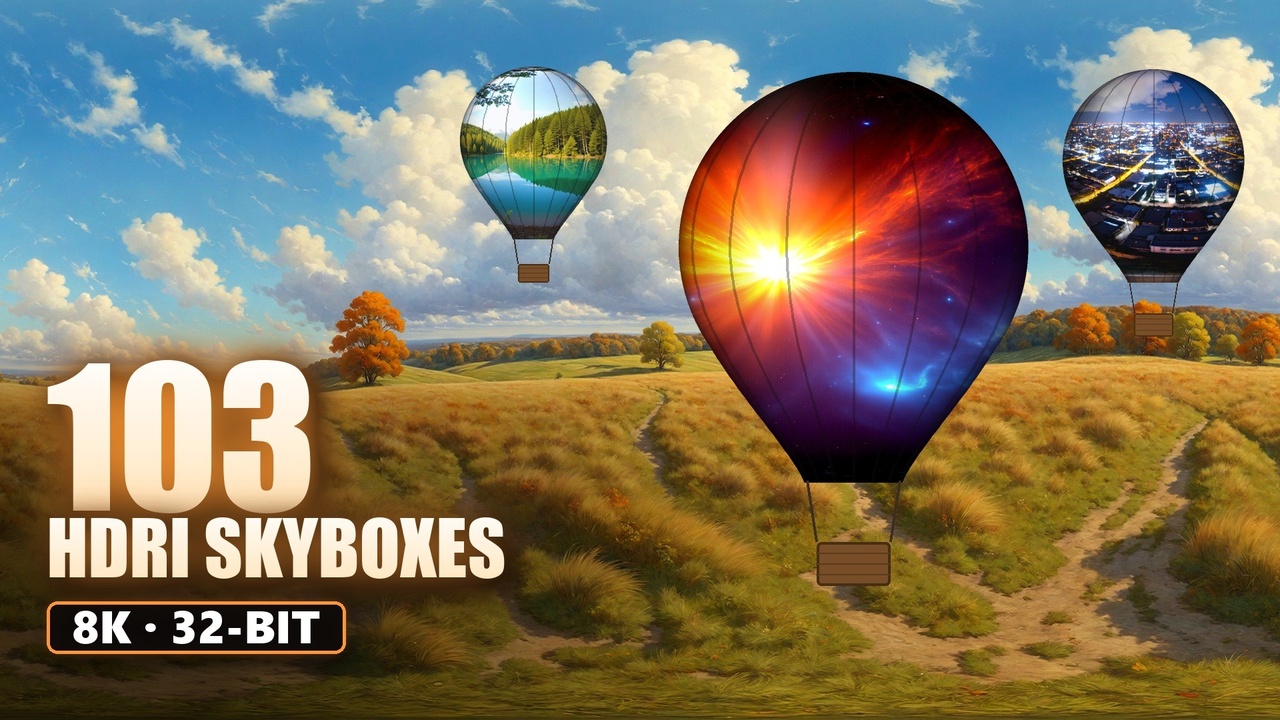 Media 1 for listing Space, Night City & Grassland 8K HDRI Bundle - 103 Skybox Panoramas