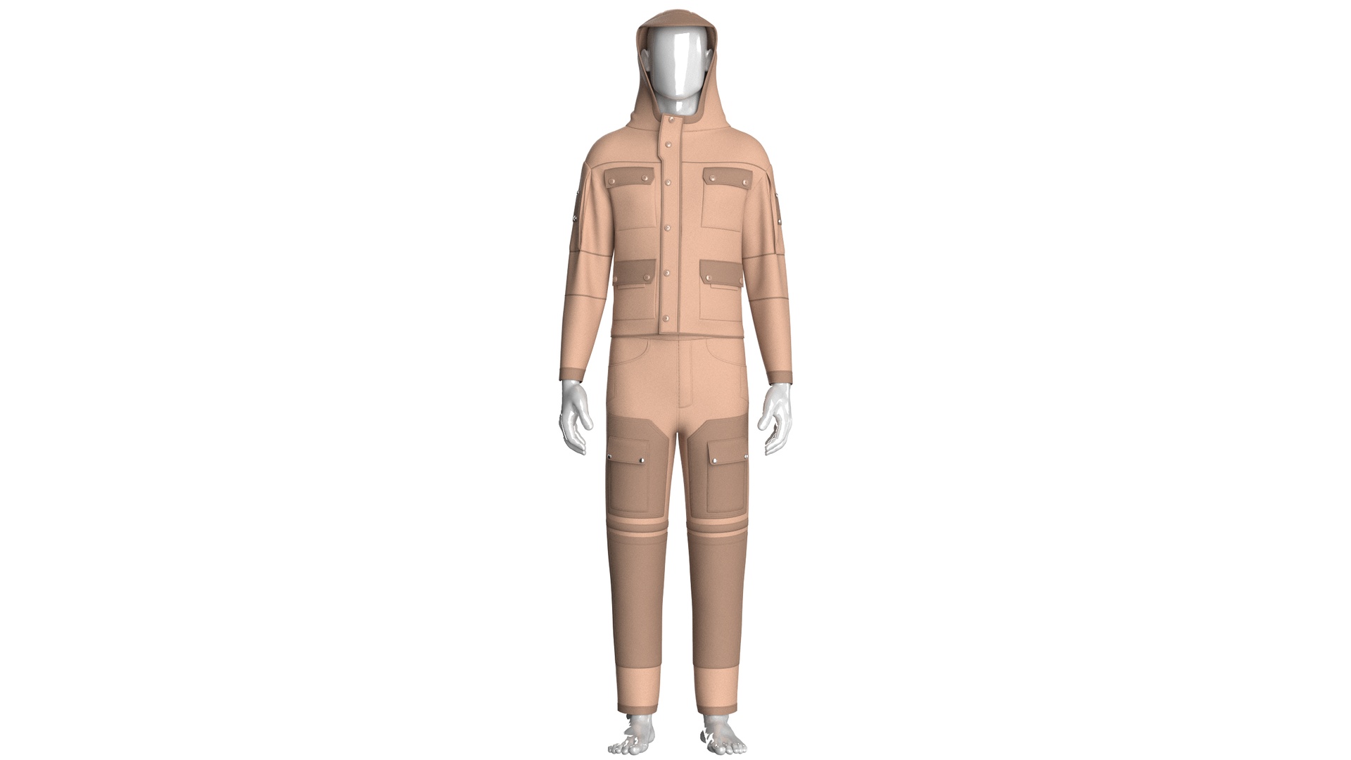 Media 1 for listing Men Multi Pocket Hooded Jacket With Pant - Outfit | High Poly