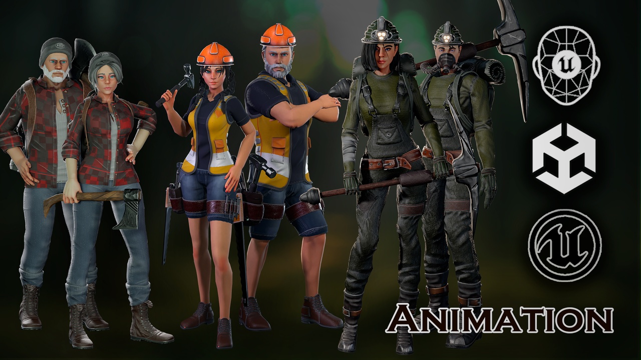 Media 1 for listing Urban, Mining & Lumber – Modular Character Bundle