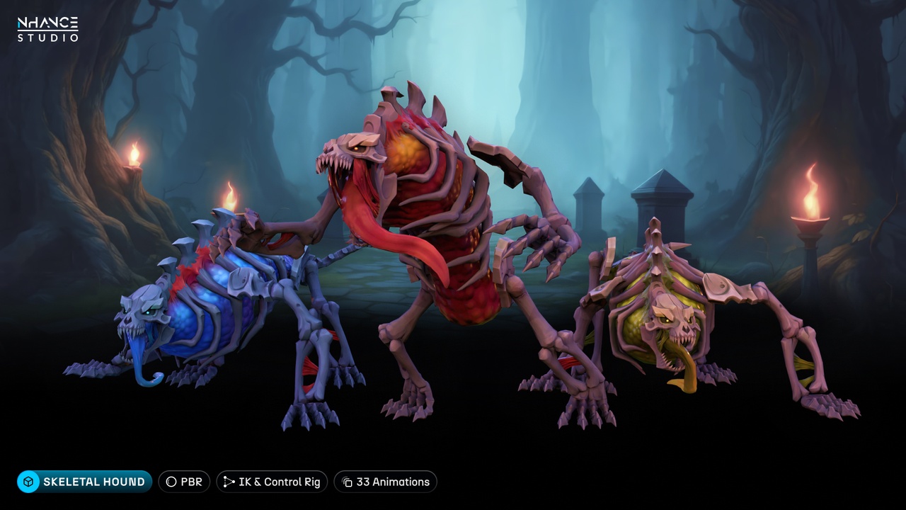 Media 1 for listing Stylized Fantasy Skeletal Hound