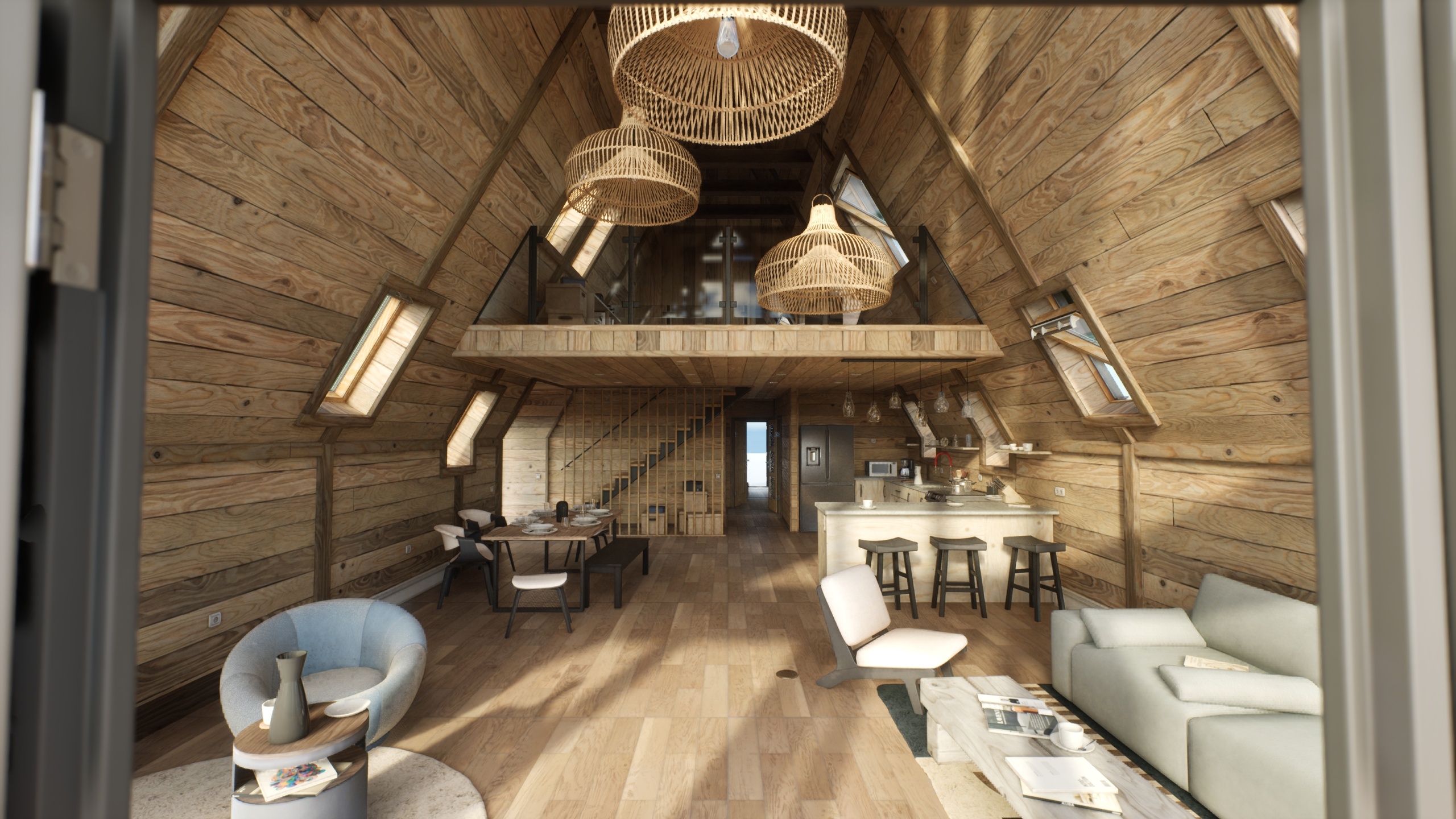 Media 1 for listing Modular A-frame House (Interior and exterior) A-frame Cabin Wooden