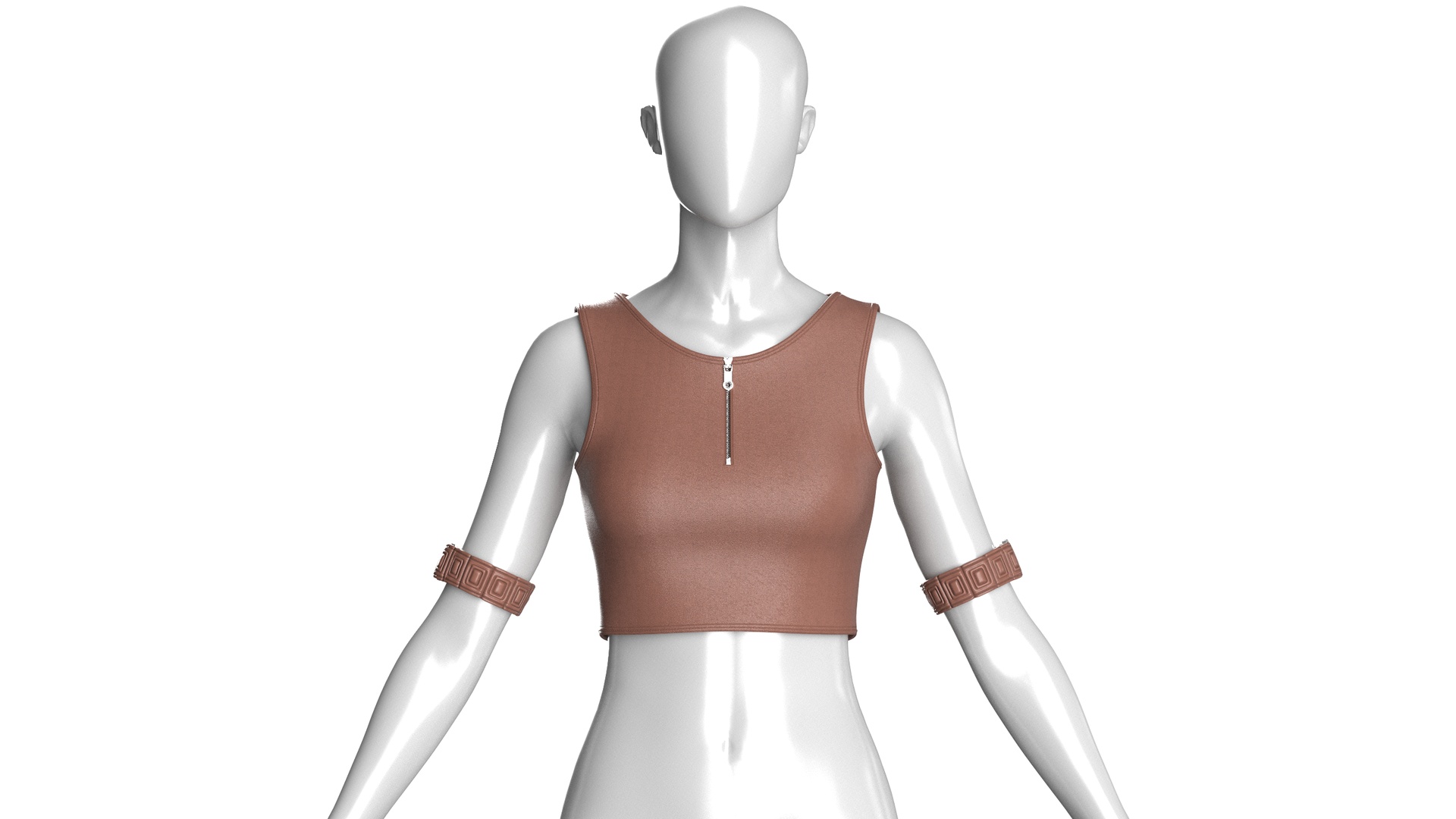 Media 1 for listing Girls Sleeveless Crop Top With Arm Cuff | High Poly