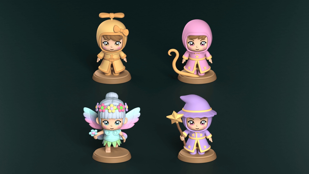 Media 1 for listing Cute Magical Character Pack – Stylized Fantasy Chibi Heroes