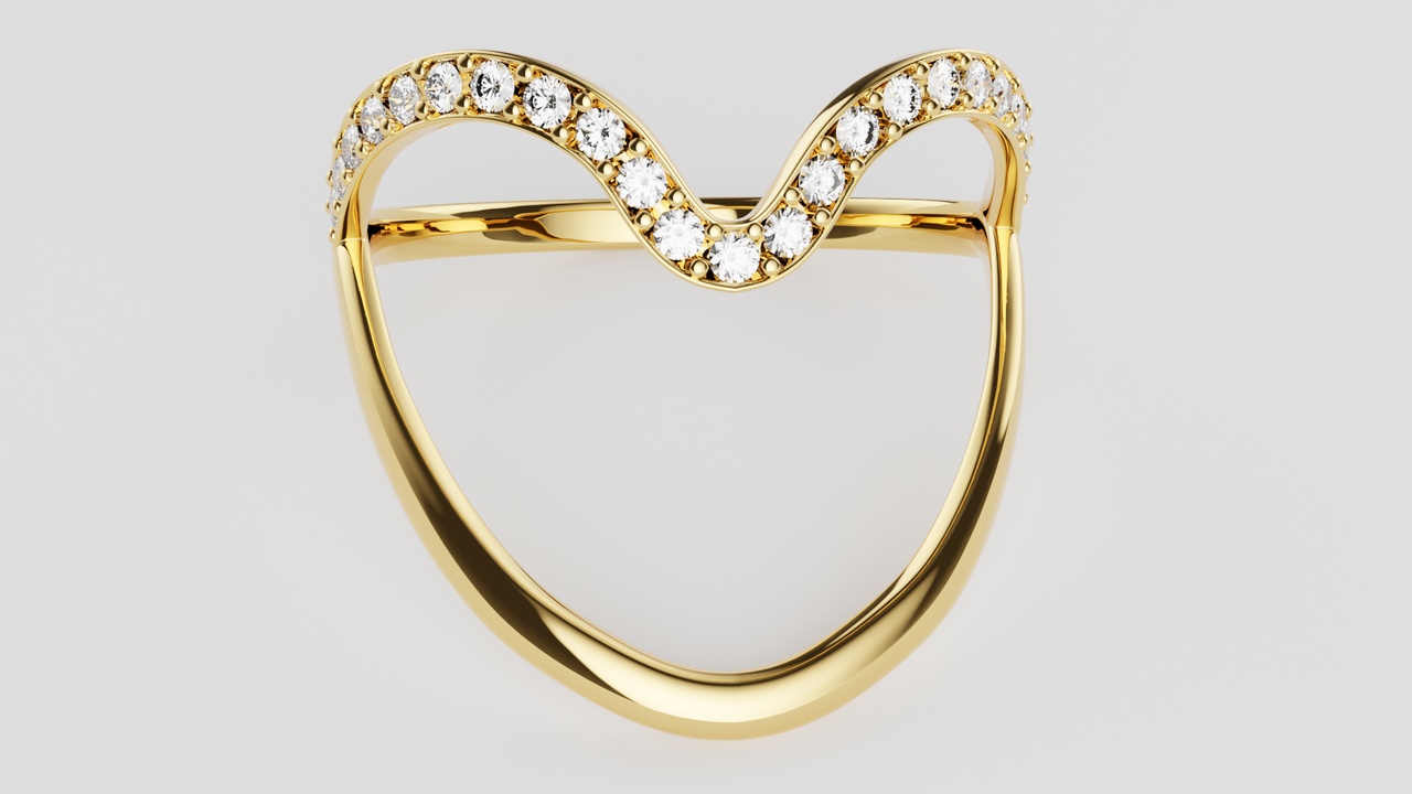 Media 1 for listing Golden Diamond Heart Ring