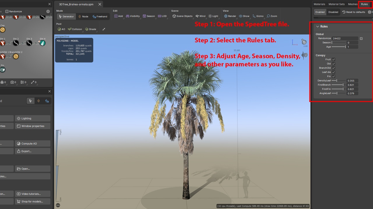 Media 1 for listing Brahea armata - Mexican Blue Palm (SpeedTree)