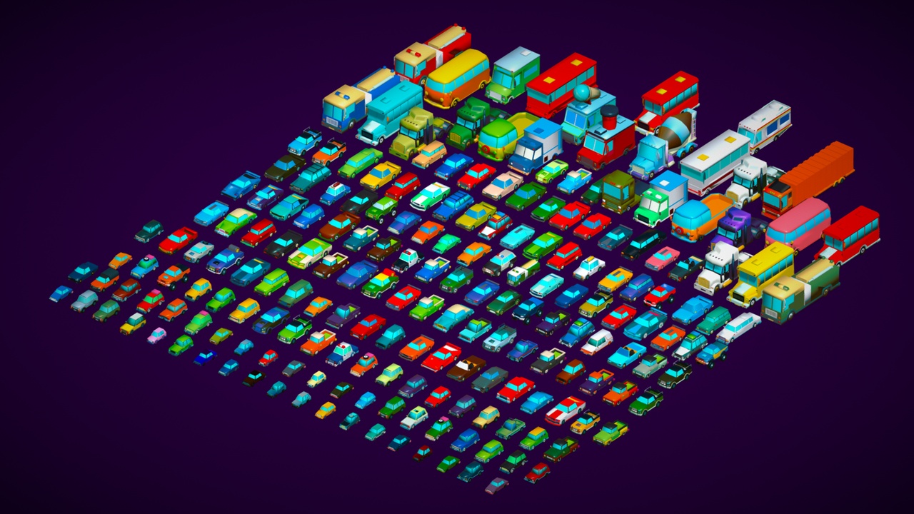 200+ Low Poly Vehicles Pack | Fab