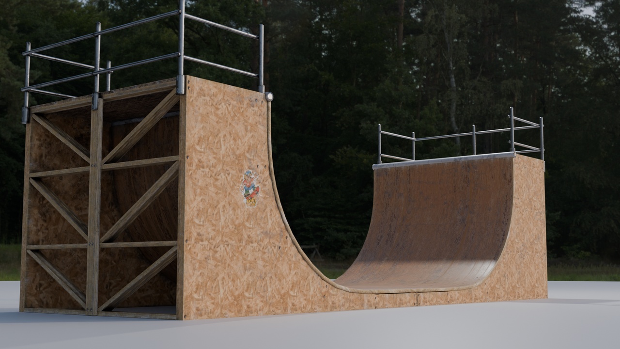 Medium 1 für Eintrag Classic 90s Half Pipe – Game-Ready 3D Model    🛹