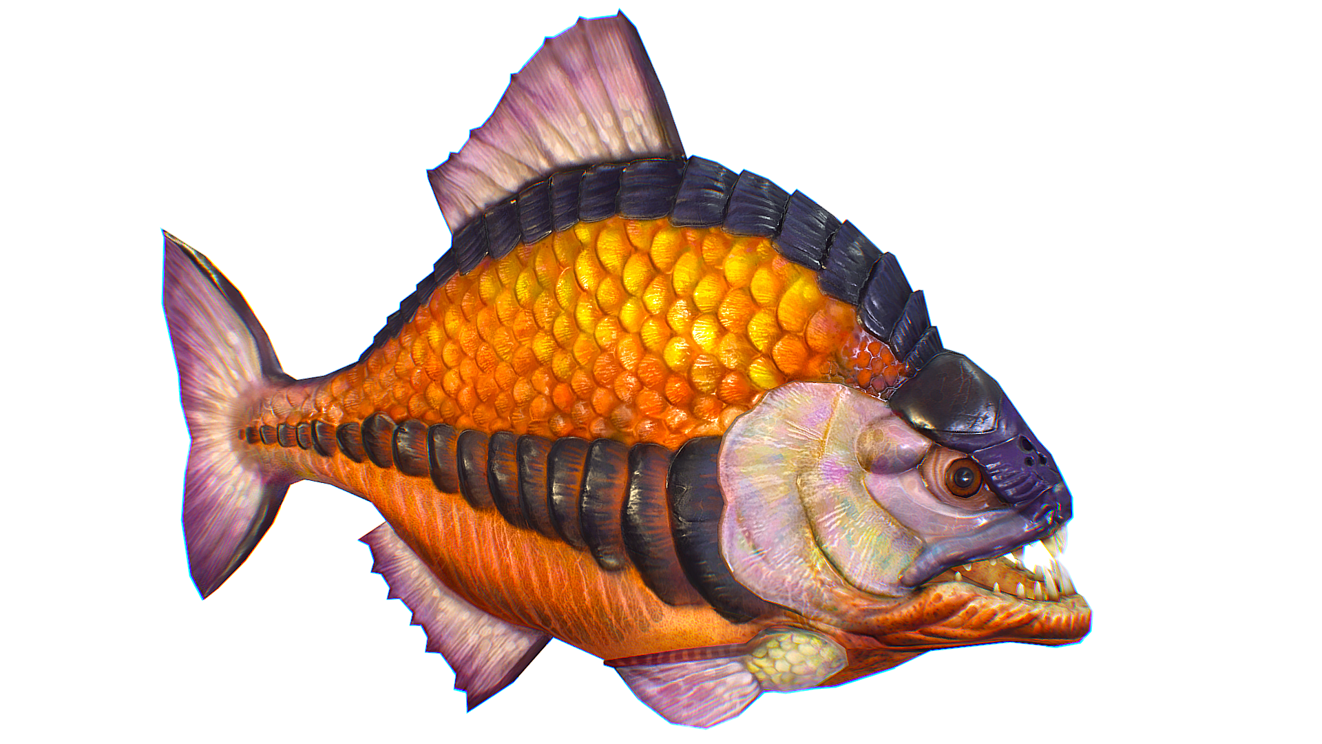 Piranha Gold Predator Monster Fish Amazon River Lowpoly Animal Creature ...