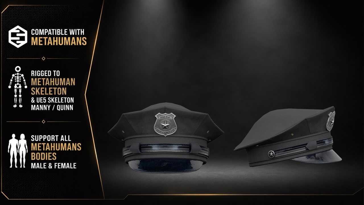 Media 1 for listing Police Cap – MetaHuman