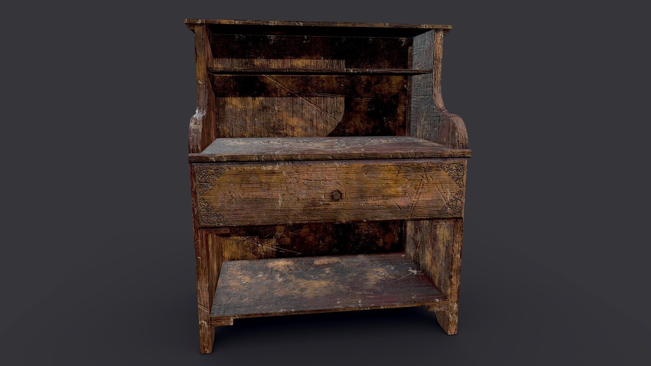 商品 Rustic Medieval Wooden Dining Hutch 的媒体 1