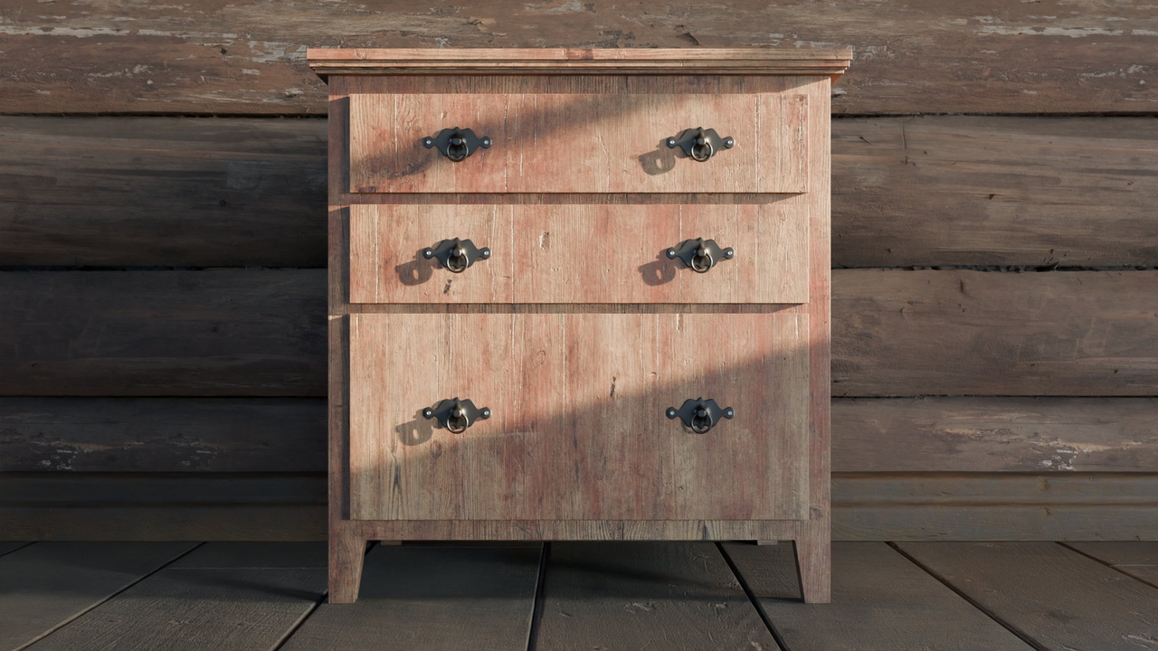 Mídia 1 do anúncio Rustic Cabinet - 3 Drawers Country Furniture - 4K Atlas
