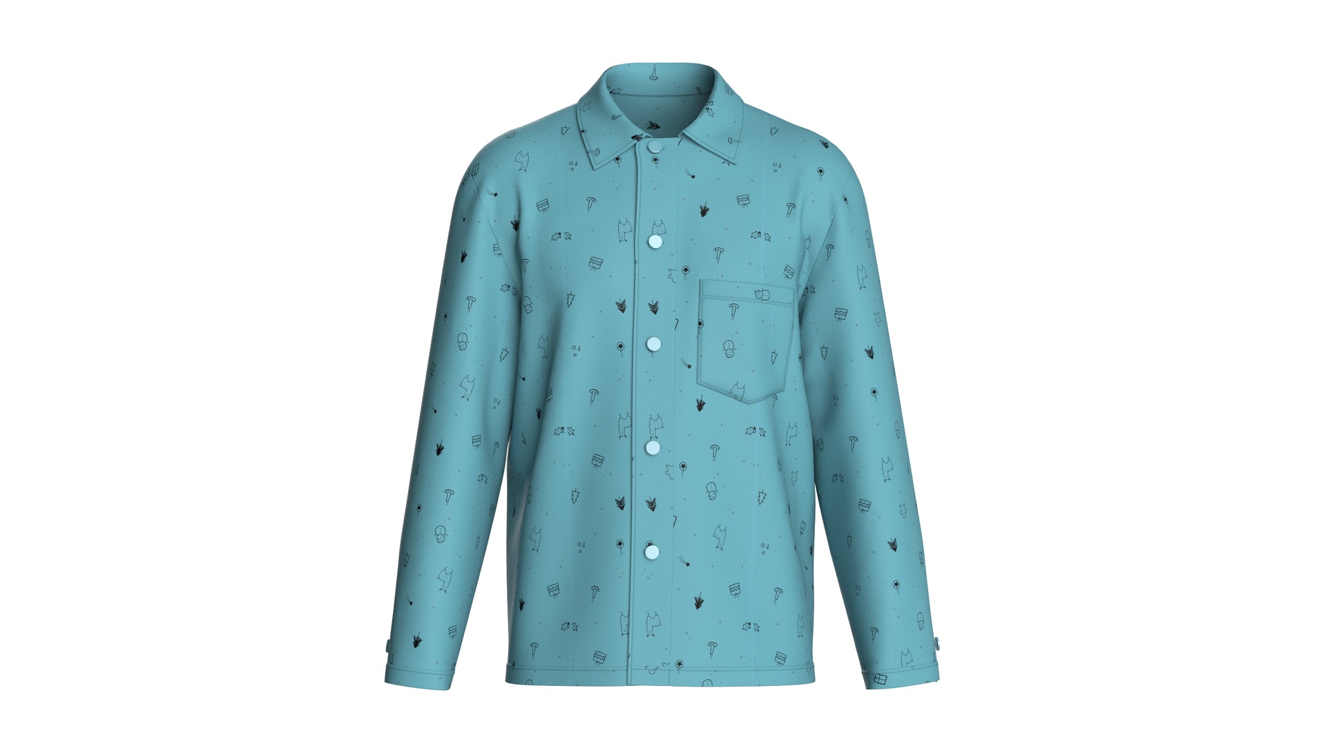 Media 1 for listing Men All - Over Printed Button Up Shirt | High Poly