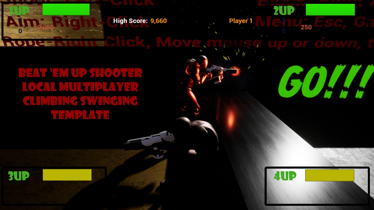Media 1 for listing Retro Beat 'Em Up Shooter 4 Player Cooperative Climbing and Swinging Template