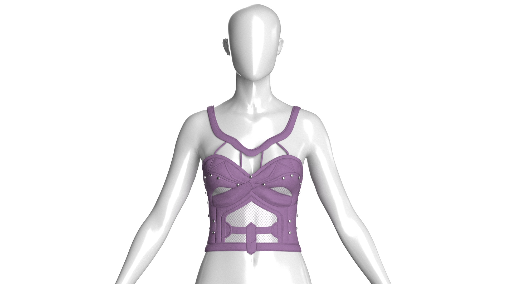 Media 1 for listing Girls Crop Top With Mesh Cutouts | High Poly