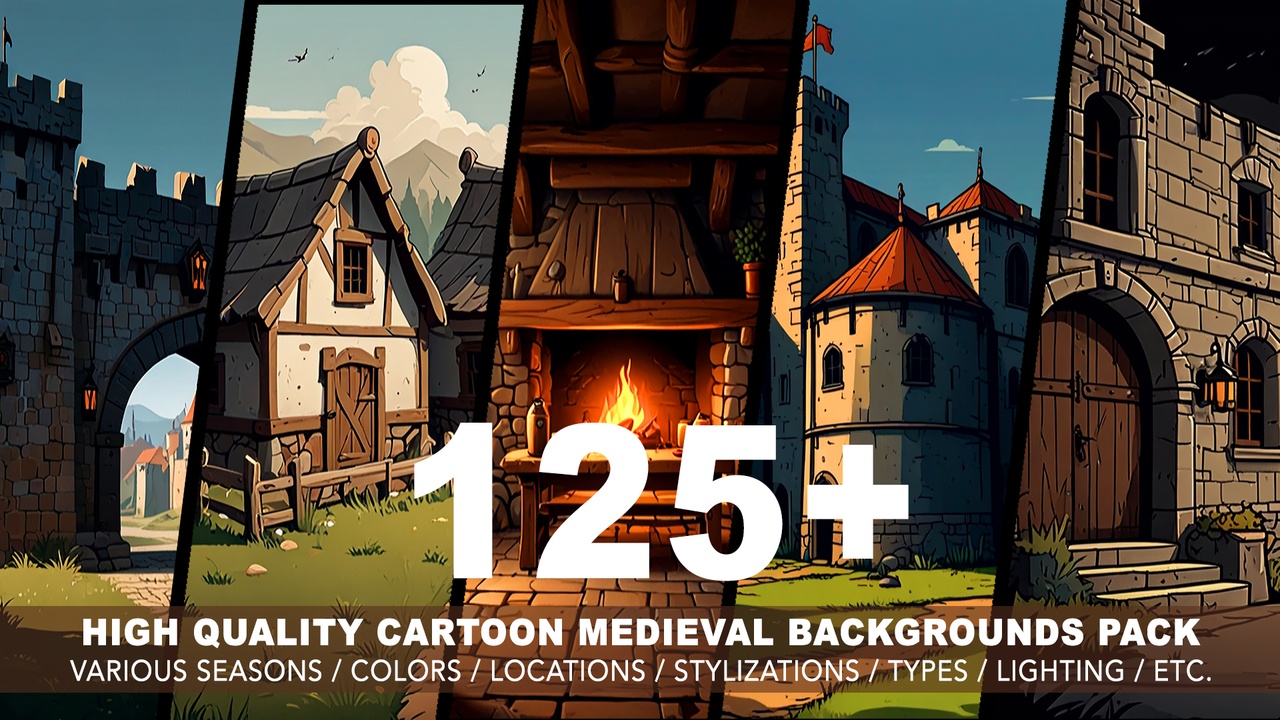 Media 1 for listing 125+ MEDIEVAL BACKGROUNDS