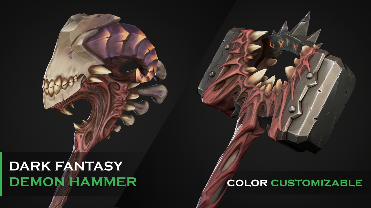 Media 1 for listing Stylized Demon Hammer - Dark Fantasy