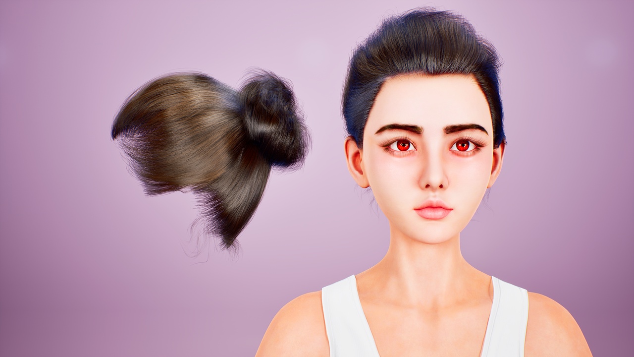Media 1 for listing Real-time Voluminous Low Bun Hair For Metahuman