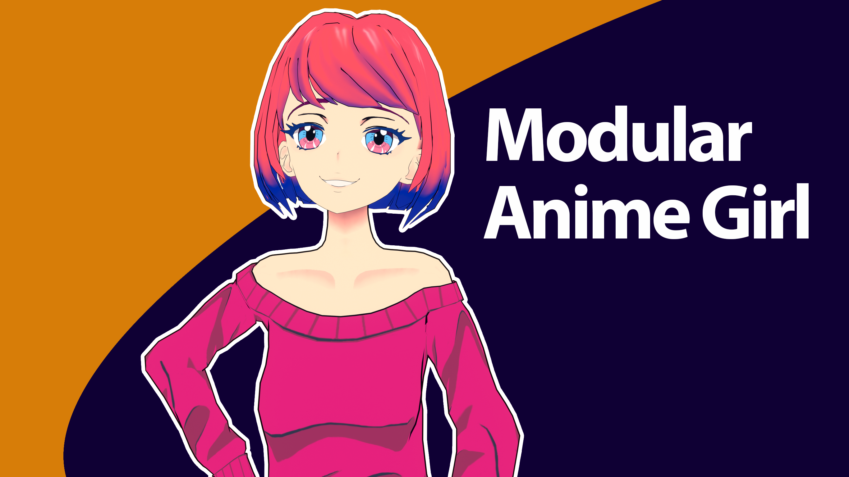 Taskbar Customization Anime Modular Anime Girl | Facial, Outfit & Color Customization via UI | Fab