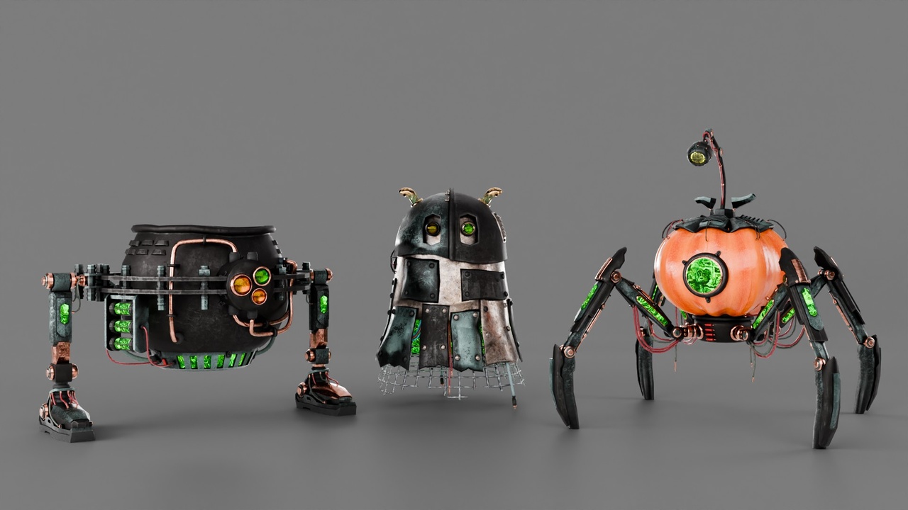 Media 1 for listing Stylized Cyberpunk Halloween Robot Bundle