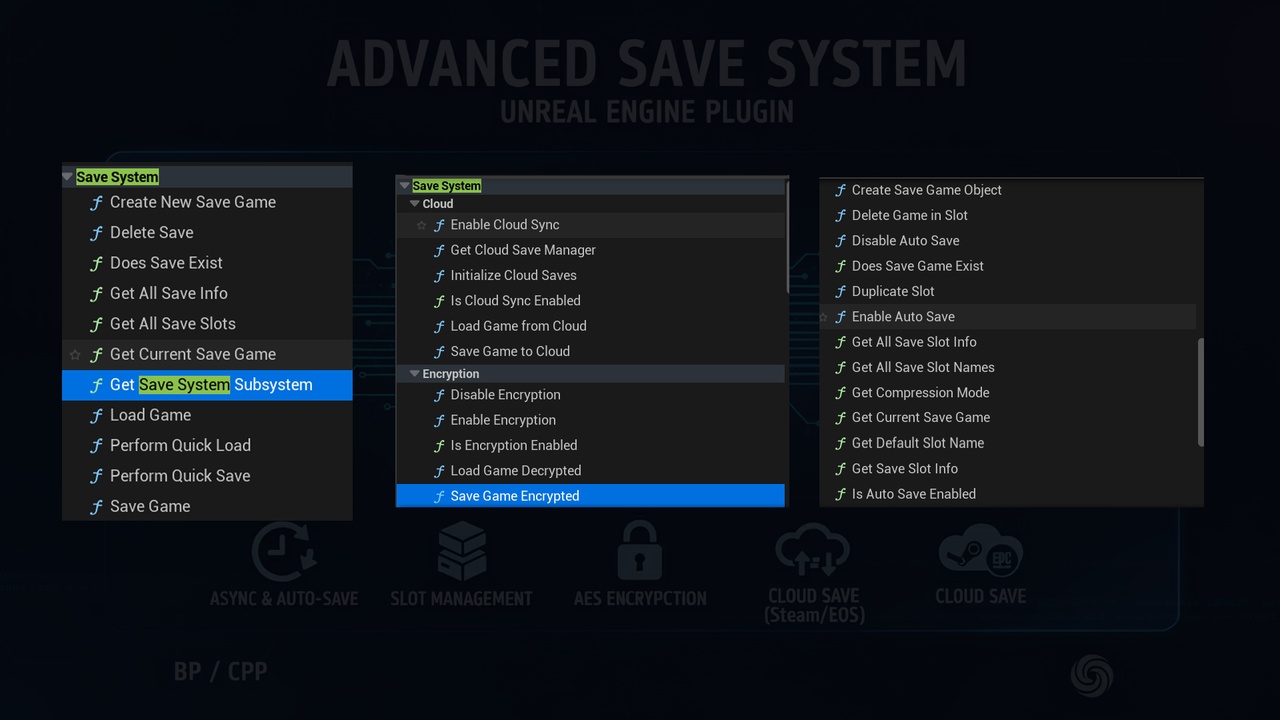 Media 1 for listing Save System / Cloud Save / Encryption / Slot management