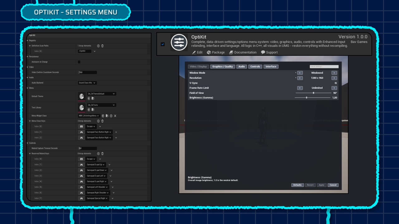 Media 1 for listing OptiKit – Complete Settings Menu with Key Rebinding & Gamepad Support