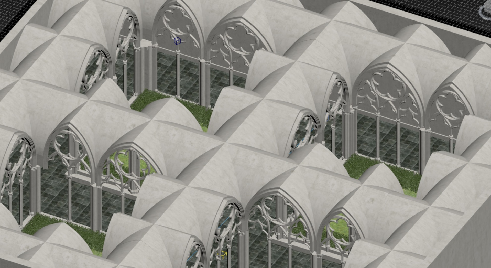 Media 1 for listing Gothic Cloister Courtyard 3D Model – Medieval Architecture Interior