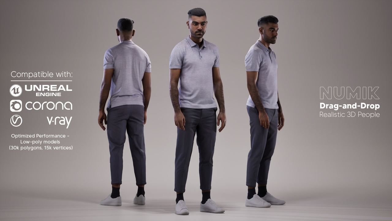 Media 1 for listing Inder 1194 3D People Asian Man Standing Casual