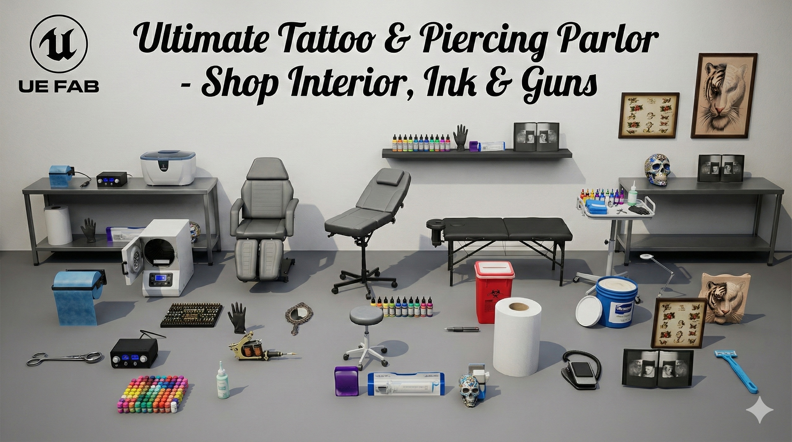 الوسائط 1 للقائمة Ultimate Tattoo & Piercing Parlor - Shop Interior, Ink & Guns