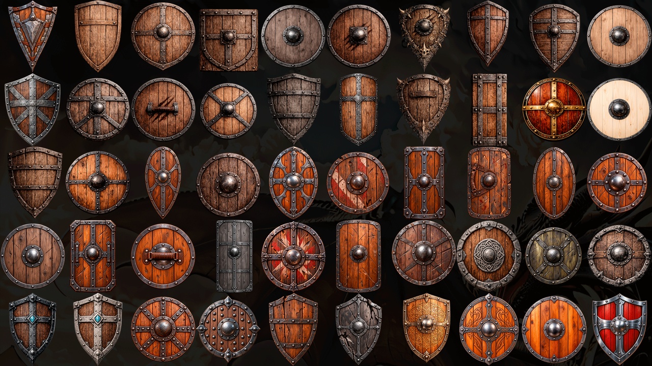 Media 1 for listing 220 Medieval Shield Icons – Fantasy RPG Collection