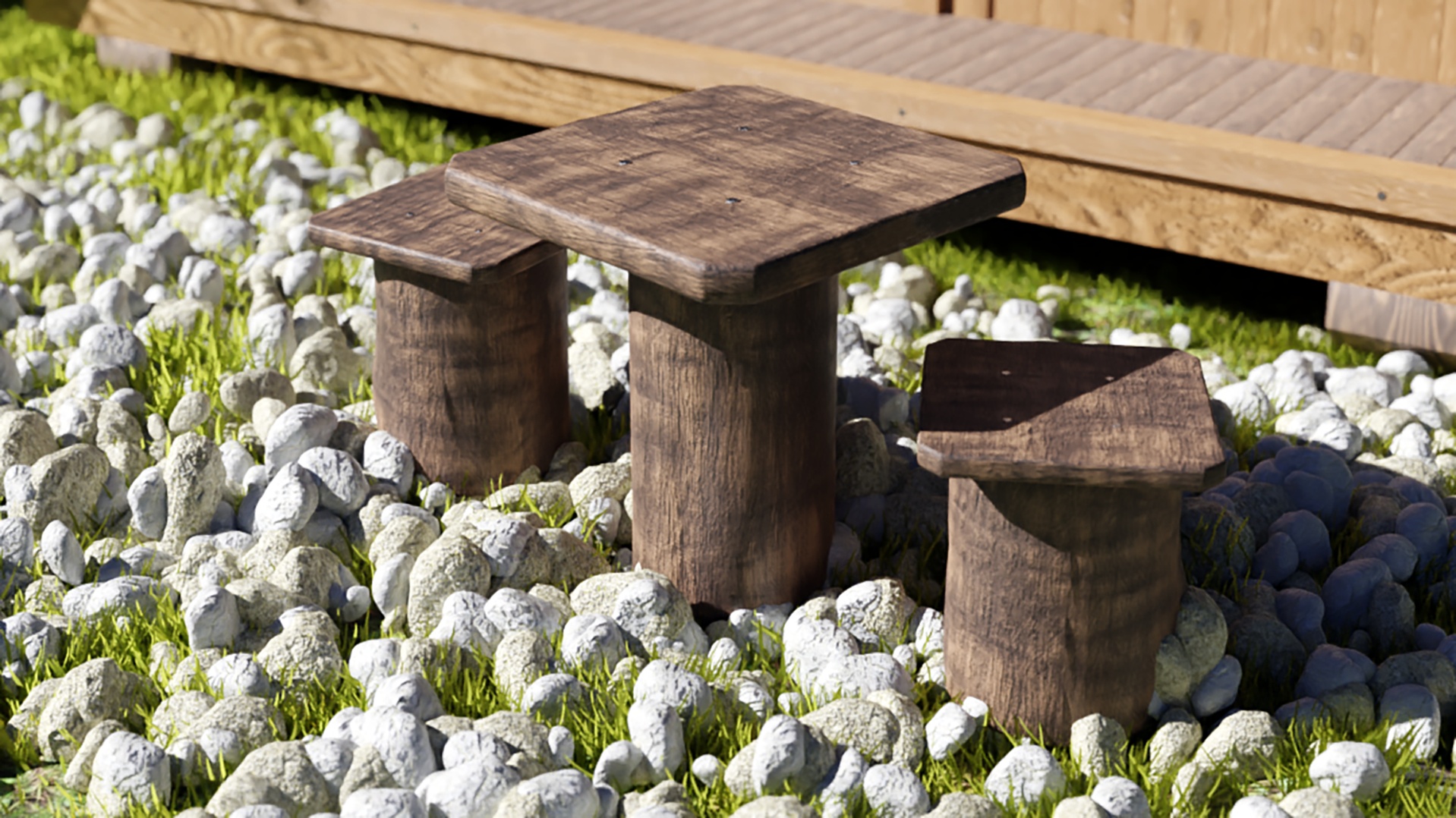 Media 1 for listing Outdoor Wooden Table and Chairs 3D model