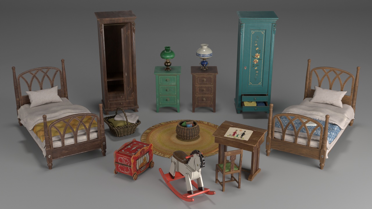 Media 1 for listing 19th Century/Victorian Child's Room - Furniture & Props