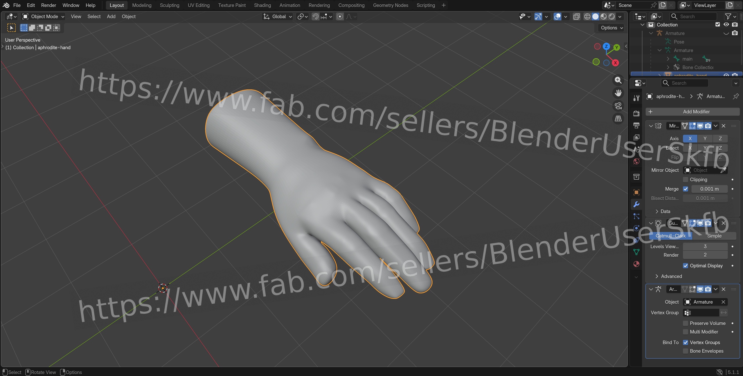Media 1 for listing Classical Aphrodite Hand (Fully Rigged)