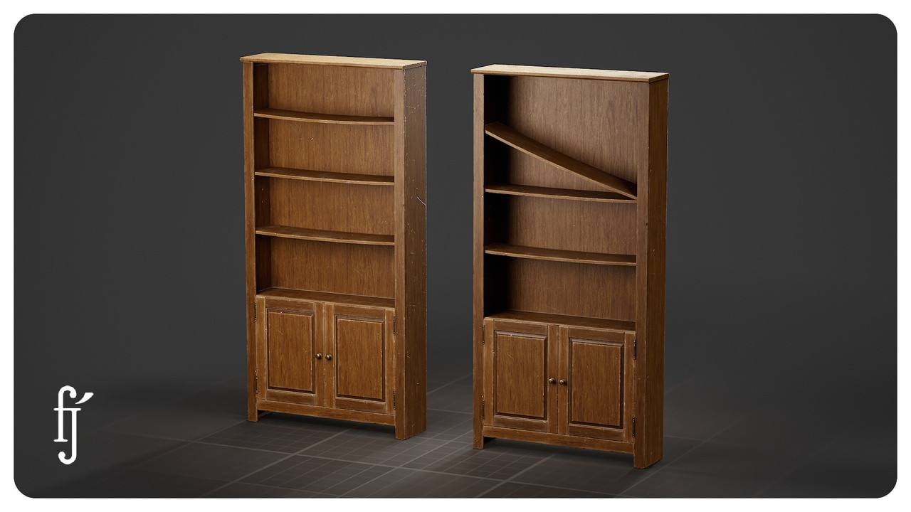 Media 1 for listing Wooden Bookcase Cabinet - Tall Vintage Library Shelf Unit