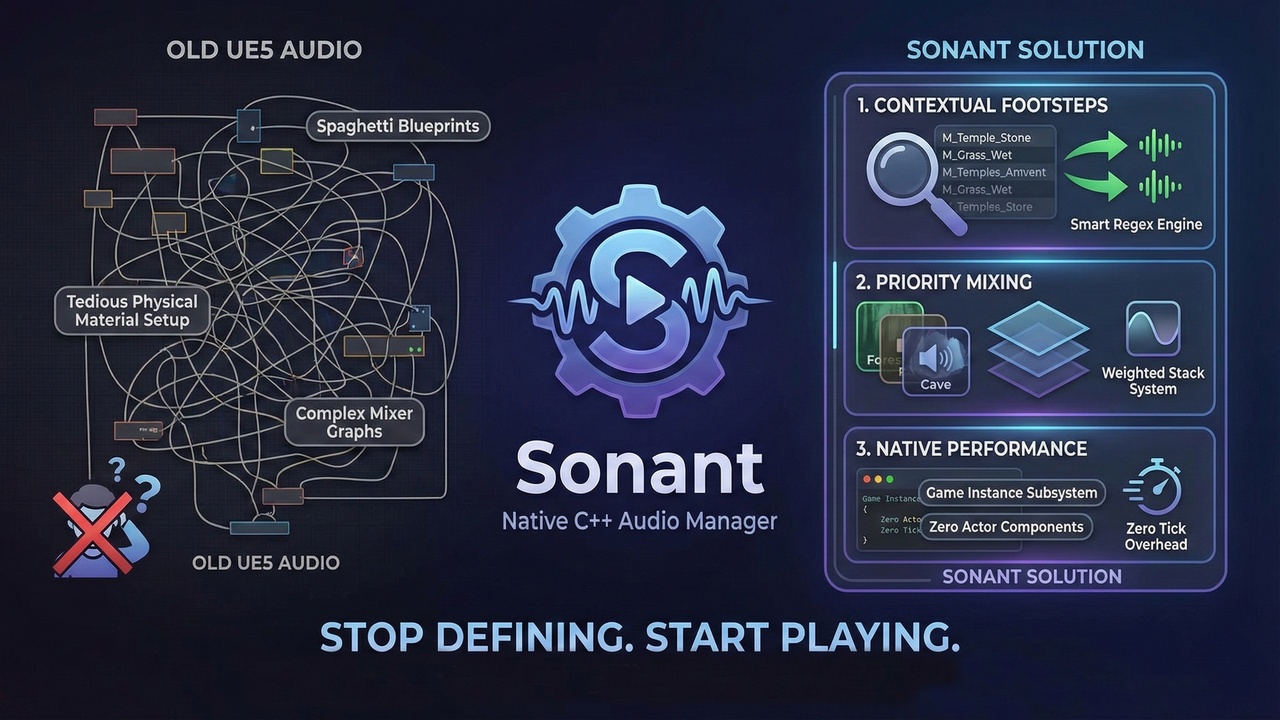 Sonant: Native Contextual Audio Manager & Procedural Sound FX System | Fab