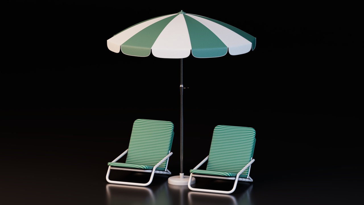 Media 1 for listing Beach Lounge Chair Set with Umbrella