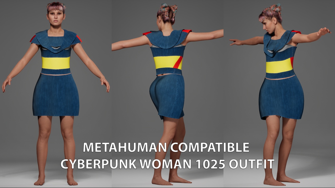 Media 1 for listing MetaHuman Compatible Cyberpunk Woman 1025 Outfit