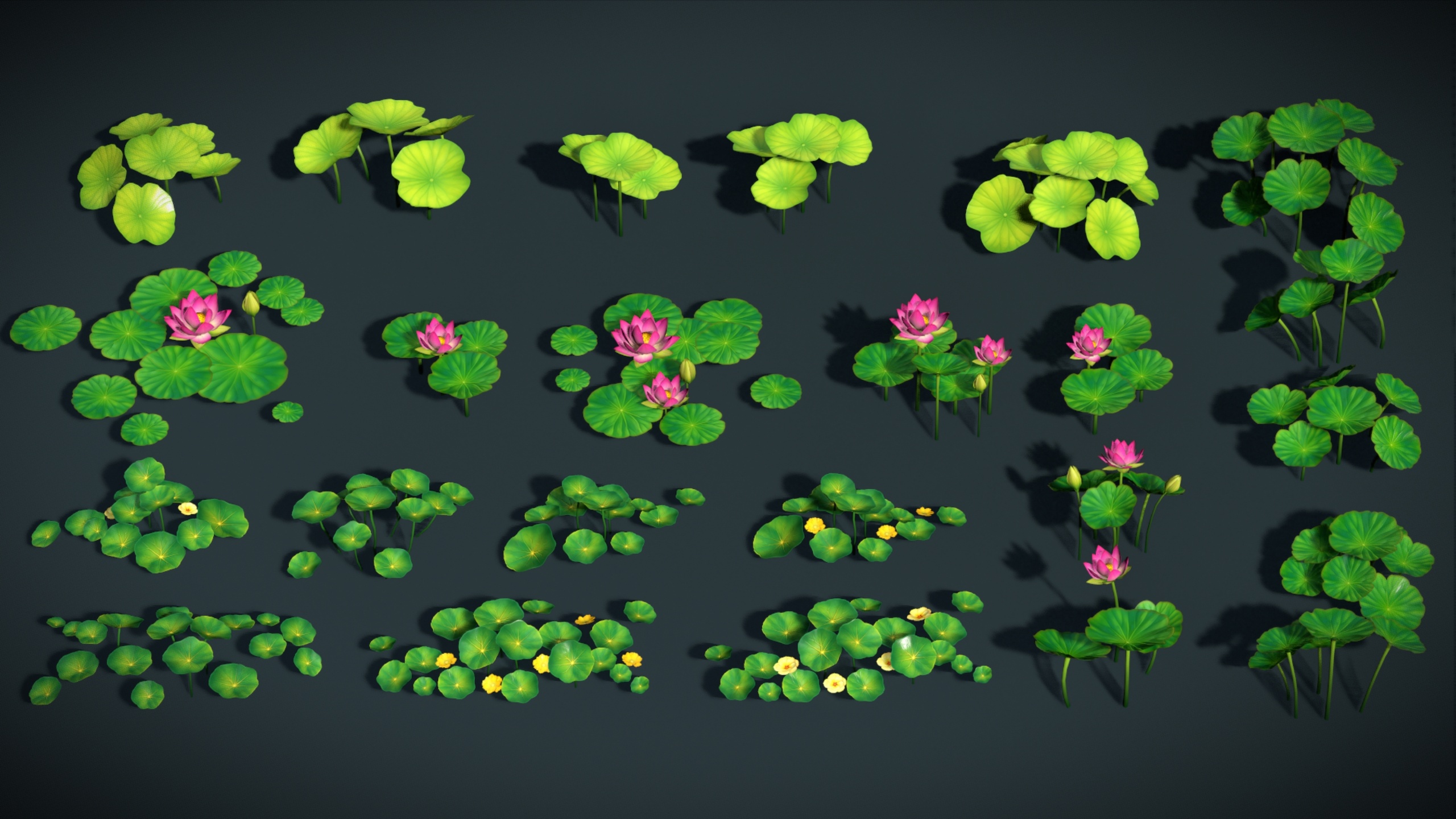 Media 1 for listing Sylora Bloomscape - Stylized Water Plants and Flowers Pack VOL-7