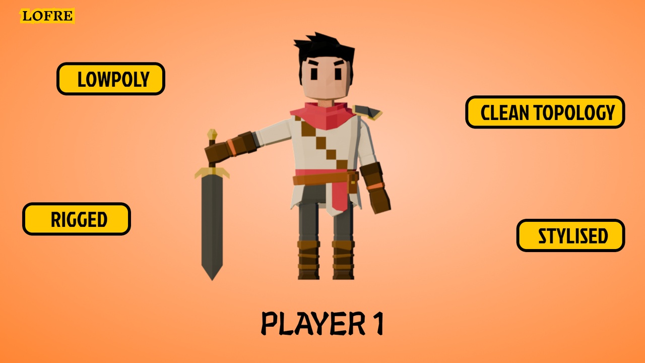 Media 1 for listing LOFRE: Player 1 – Low Poly Medieval RPG Character