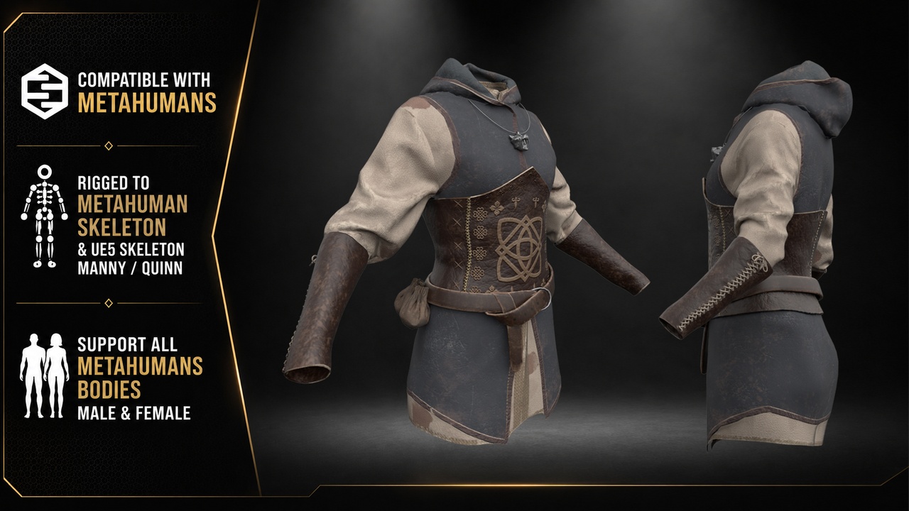 Media 1 for listing Witcher Jacket Outfit for MetaHumans (UE5)