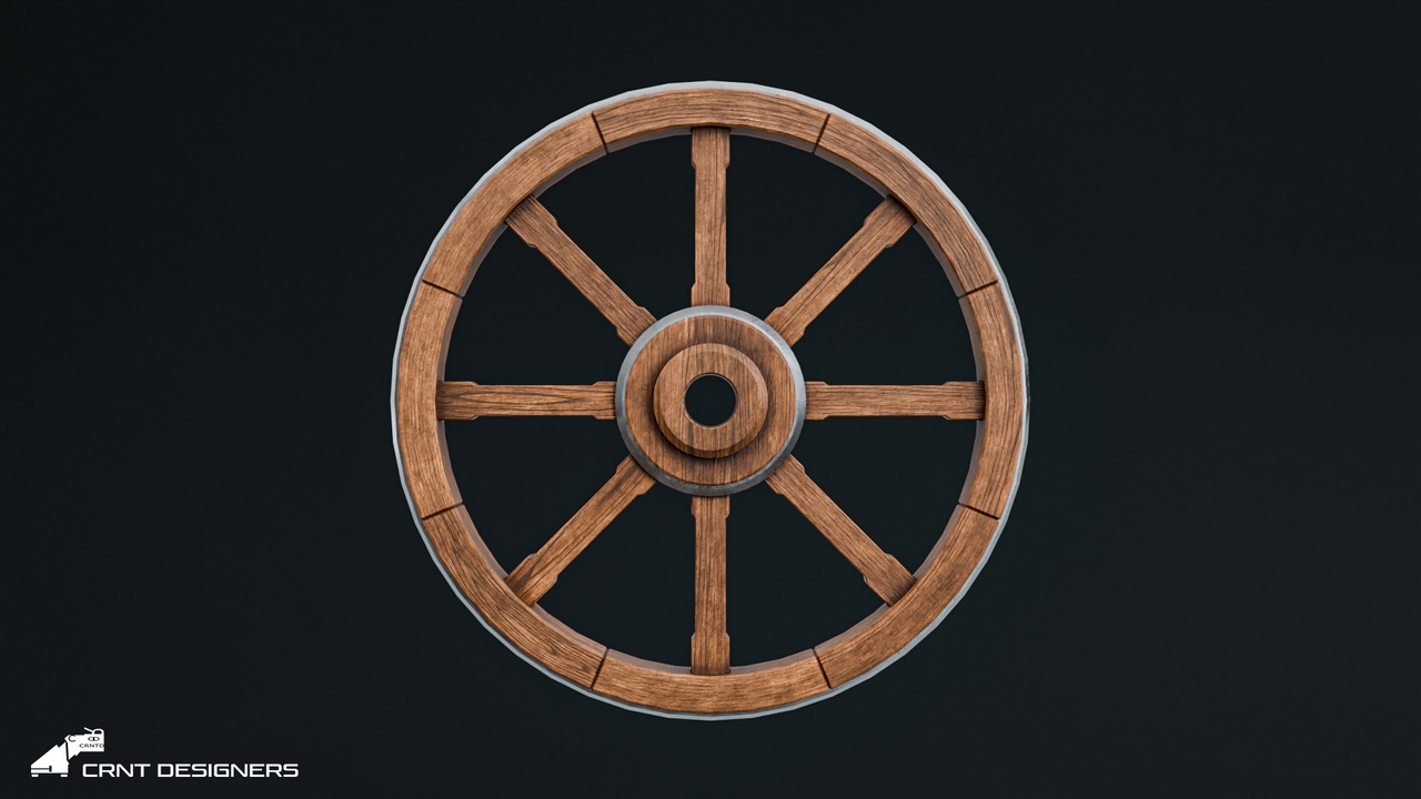 Media 1 for listing Medieval Wooden Wagon Wheel - UE4 And UE5 Optimized - Lowpoly 3D model